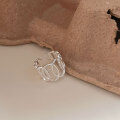 wholesale S925 Sterling Silver Geometric Hollow Oval Ring for Women, Korean Minimalist Ins Trendy New Niche Open Adjustable Ring-0-5