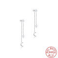 wholesale S925 Sterling Silver Chain Tassel Star Moon Diamond Earrings, Elegant Korean Style Ear Wires-0-4