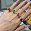 Platinum Vintage-Inspired 15ct Lab-Grown Colored Gemstone Ring-0-2
