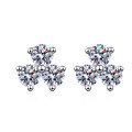 wholesale Platinum-plated S925 Silver Moissanite Three-leaf Clover Earrings for Women, Minimalist Fresh Style, Wholesale in Stock-0-4