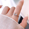 wholesale S925 Sterling Silver Yaxi New Butterfly Ring for Women, Adjustable Luxury Fashion Elegant Inlaid Band-0-3