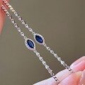 wholesale S925 Sterling Silver Red Elk All-Over Blue Sapphire Marquise Stone Ins-Style Bracelet, Personalized and Delicate, Chic and Fashionable for Daily Women's Wear-0-2