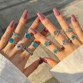 wholesale S925 Sterling Silver European American Style French Blue Zircon Candy Dazzling Women's Ring Accessories Wholesale-0-2