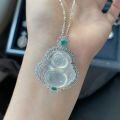 wholesale Silver-plated high-ice Buddha pendant natural chalcedony white agate Malaysian material high-ice transparent pendant necklace factory direct wholesale-0-2