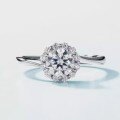 Sterling Silver D Color Moissanite 1ct Sunflower Ring Adjustable Plated White Gold-0-0