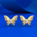 wholesale S925 Gold-Plated Silver Vintage Botanical Stretch Dreamy Butterfly Ear Studs, Fashionable and Versatile with a High-End Feel for Distribution-0-5