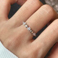 wholesale S925 Sterling Silver Round Bezel Set Diamond Ring Minimalist Xiaohongshu Ring Stackable Jewelry-0-3