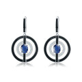 wholesale 925 Silver Designer Natural Topaz Enamel Earrings, Unique Hoop Design Colored Gemstone Ear Drops-0-7