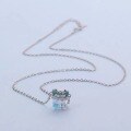 wholesale Sterling Silver Aurora Square Bow Necklace for Women, Korean Style Luxury Crystal Pendant-0-1