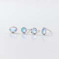 wholesale S925 Sterling Silver Korean Style Iridescent Synthetic Glass Stud Earrings, Simple and Elegant Women's Earrings M02693/M02726-0-0