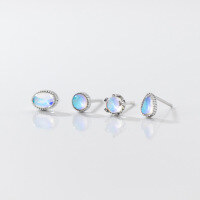 wholesale S925 Sterling Silver Korean Style Iridescent Synthetic Glass Stud Earrings, Simple and Elegant Women's Earrings M02693/M02726-S925 silver pair of water drop models 925 silver