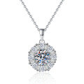 925 Silver Cross Pendant Necklace with Moissanite, Women's Fashion-0-3