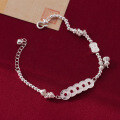 wholesale 990 Silver minimalist sweet ins styledesign five-coin emperor coin coiled gourd bracelet S7949-0-2