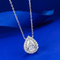 wholesale Metal material first: Mu Jing Jewelry New High Carbon Diamond 8*10mm Pear Shape Teardrop Necklace Women's Collarbone Chain European and American Style Pendant-0-1