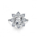 Sterling Silver 3ct Moissanite Ring Women's Fancy Square Sunflower Wholesale-0-0