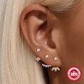 wholesale S925 Sterling Silver Single Row Diamond C-Shaped Adjustable Jacket Earrings-0-1