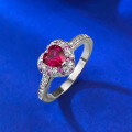 wholesale S925 Silver New Style 5*5mm Pigeon Blood Red Heart Full Diamond Ring with Berry Sweetness, Playful and Cute Design-0-2