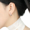 wholesale S925 Sterling Silver Textured U-Shaped Ear Clasp for Women, Minimalist and Versatile Lava Design Earrings-0-3