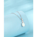 wholesale 925 Sterling Silver Opal Pendant Necklace for Women, European and American Style Temu Jewelry, High-End Feel Opal Collarbone Chain for Autumn and Winter-0-3