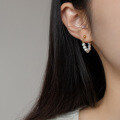wholesale S925 Sterling Silver Pearl Series U-Shaped Earrings, Retro Style Elegant Women's Jewelry M04494-0-1