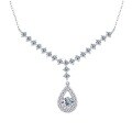 wholesale 925 Sterling Silver European and American Fashion Water Drop Full Moissanite Necklace Shining Luxurious Pendant Ins New Clavicle Chain Wholesale-0-4