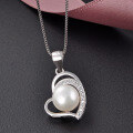 wholesale S925 silver jewelry source factory new heart-shaped freshwater pearl pendant simple ladies necklace wholesale-0-5