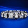wholesale S925 Sterling Silver New Light Luxury Style Full Diamond-Embedded Emerald Cut Black Enamel Fashion Bracelet-0-1