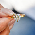 18K Gold Plated S925 Silver Moissanite Classic Heart Ring-0-4