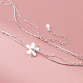 wholesale S925 Silver Fresh and Sweet Ins Style Small and Exquisite Design Delicate Double-Layer Five-Petal Flower Necklace Y02150-0-2