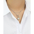 wholesale S925 Sterling Silver XA384 Korean-style Heart Necklace, Ins OT Buckle Chain Design Sensitive Love Pendant Necklace for Women-0-3