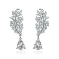 wholesale 925 Sterling Silver Small Leaf Earrings, Designer Fragrance Brand Drop Tassel Earrings, European and American Fashion-0-0