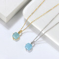 wholesale S925 Sterling Silver Cloud-Pattern Necklace with Natural Aquamarine Pendant Collarbone Chain, Fashionable and Versatile, Direct from Manufacturer-0-3