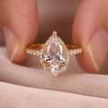 wholesale S925 gold-plated claw-set teardrop moissanite ring for women, a luxurious gown pairing piece-0-2