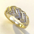 wholesale S925 sterling silver gold-plated shimmering wave ring, trendy jewelry romantic collection new-0-2