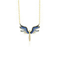 wholesale 925 Sterling Silver Small Wing Necklace with Inlaid Crystals, Women'sIns-0-4