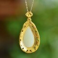 wholesale 925 sterling silver gold-plated pendant with Hetian jade drop, elegant and luxurious vintage-style necklace-0-3