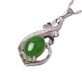 wholesale [925 Sterling Silver] Hetian Jade Pendant with Certificate, Retro Ethnic Style Green Jade Necklace Pendant for Women-0-4