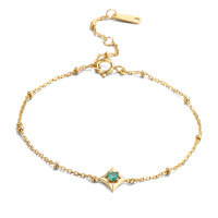 wholesale S925 Gold Plated 14K Gold Moissanite Minimalist Versatile Beaded Chain Diamond Bracelet for Women New Manufacturer Product-Emerald 925 Silver