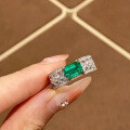 wholesale S925 Silver 1ct Emerald Precision Full Diamond Micro-Set Ring, Zhuzhifan Jewelry New-0-3