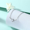 wholesale S925 sterling silver triangle zircon pendant deer-themed women's necklace,-0-2