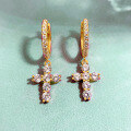 wholesale Metal material, high-end new diamond-encrusted cross earrings, minimalist lightweight luxury style elegant earrings-0-0