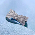 wholesale S925 Sterling Silver Full Diamond Thin Stacked Crossover Ring Knuckle Ring in Minimalist Niche Ins Vintage Style for Women-0-1