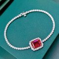 wholesale 925 Sterling Silver New Fashionable and Elegant 8*10 Emerald Bracelet in Trendy Ins Style-0-5