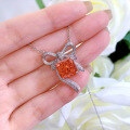 wholesale S925 Sterling Silver New Royal Luxury Style Bow Pendant 10*10 Inlaid Elegant Necklace-0-1