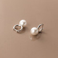 wholesale S925 Silver Single Synthetic Pearl Circular Ear Clasp Chinese Vintage Elegant Women's Earrings M01835-0-4