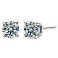 Gold-Plated S925 Silver Classic Four-Prong Moissanite Stud Earrings, Cross-Border Hot Seller-0-12