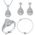 wholesale S925 Sterling Silver Luxury Jewelry Set Four-Piece Summer Designer Ring, Statement Necklace, Earrings, Bracelet High-End Feel-0-0