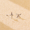 wholesale S925 Sterling Silver Minimalist Korean Style Four-point Star Ear Studs, Unisex Small Fresh Light Surface Ear Cartilage Piercing Wholesale-0-4