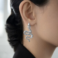 wholesale Sterling Silver Heavy Duty Dragon Animal Stud Earrings Ins Light Luxury High-End Cross-Border Women's Earrings-White Gold-Ring-17.5mm 925 Silver