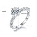 wholesale S925 Sterling Silver Set with 1 Carat Round Moissanite Engagement Ring for Men and Women-0-1